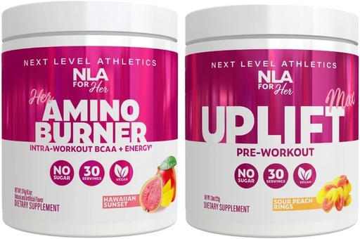 [BRSW2GANDIHBYGT6] NLA för hennes Pre / Intra Workout Stack (Inkluderar hennes termogena Amino Hawaiian Sunset och Uplift Max Pre Workout Sour Peach Rings)