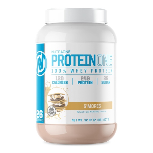 [BRSW2CYKBN7QYDL6] NutraOne ProteinOne Whey Protein Promote Recovery and Build Muscle with a Protein Shake Powder for Men & Women (S’Mores - 2 lbs.)