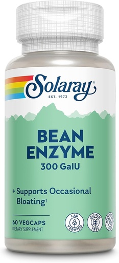 [BRSRA2YZCIFQYDY3] SOLARAY Bean Enzyme 300 GalU - Alfa Galactosidase Digestive Enzymes for Women and Men - Digestive Health Supplement - Supports Occasional Bloating and Gas Relief for Yetişkinler - 60 Hizmet, 60 VegCaps