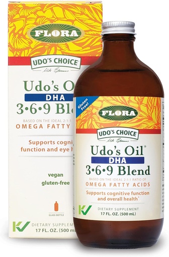 [BRSWGEALDN4BUDQ7] Flora - Udo's Oil DHA 3-6-9 Blend - 蔬菜眼与脑健康补充剂 - Omega-3 & Omega-6 - 包含葵花 & Flax种子油 - Kosher & Organization - Keep Chilled - 17 f.oz.