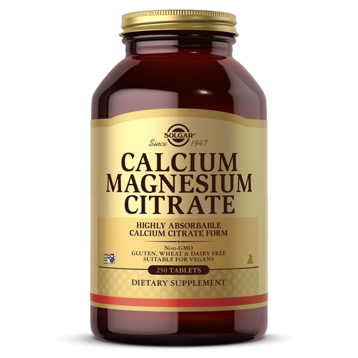 [BRSWIYT3OMABO2TM] Solgar Calcium Magnesium Citrate, 250 Tablets - Supports Healthy Bones & Teeth - Musculoskeletal & Nervous System Support - Highly Absorbable - Non-GMO and Vegan - 50 Servings