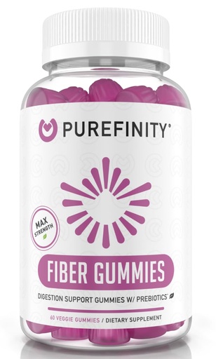 [BRSRM2QZOUNWKCDK] PUREFINITY Fiber Gummies for Adults with Inulin FOS from Chicory Root, Sugar Free Prebiotic Supplement for Daily Digestion & Constipation Support – Non-GMO, Vegan, 60 Count
