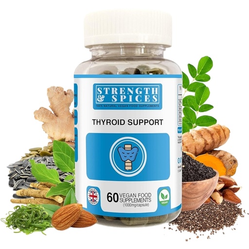 [BRSRMGQTDMHRYA3A] Strength & Spices - Thyroid Support, Iodine Supplement with Maca Root, Sea Kelp, Brazil Nuts and Ashwagandha, 60 Capsules