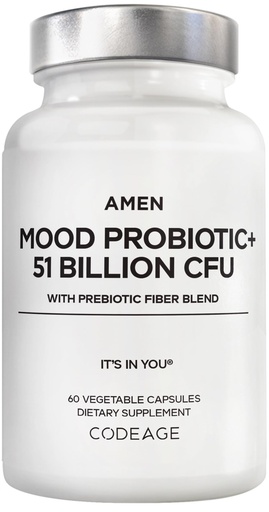 [BRSWYZQYBN7Q2CYV] Amen Mood Probiotic Supplement 51 Billion CFU - Organic Prebiotics and Probiotics - Acidophilus Probiotic Pills, Fibers - Mood Organic Ashwagandha, Blueberries - Vegan & Non-GMO - 60 Capsules