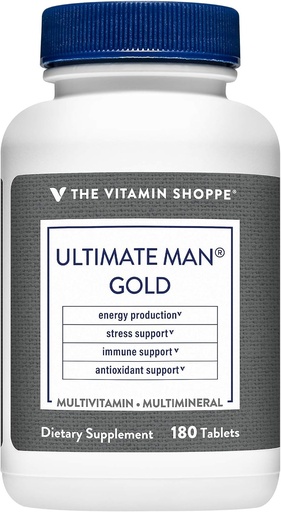 [BRSWIF34CIPRQEDY] Vitamīnu veikals Ultimate Man Multivitamīnu - augstas intensitātes enerģija & Antioksidants Blend - visaptverošu ikdienas daudzminerālu papildinājums optimālu vīriešu veselību - lipekļa un piena bez (180 tabletes)