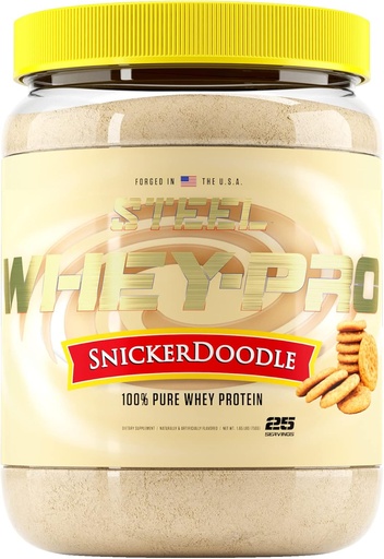 [BRSWYEIDPN5QMCY7] Steel Supplements Whey-Pro | 100% Pure Whey Protein Powder for Men and Women | Snickerdoodle | Muscle Gain & Lean Muscle Recovery | Gluten Free | 1.65 lbs | BCAA 5g | Non-GMO | 25 Servings