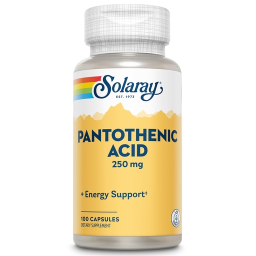 [BRSWIYQAO4EBYHDO] SOLARAY Pantothenic Acid 250mg | Vitamin B5 | Energy Metabolism, Hair, Skin, Nails & Digestive Support | 100CT