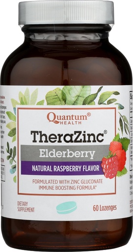 [BRSWIFQYCANGC2LM] Quantum Health TheraZinc Elderberry Lozenges, Made with Zinc Gluconate for Immune Support, 60 Count