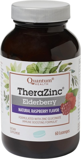 [BRSWIFQYCANGC2LM] Quantum Health TheraZinc Elderberry Lozenges, izgatavots ar cinka Gluconate imūno atbalstu, 60 grāfs