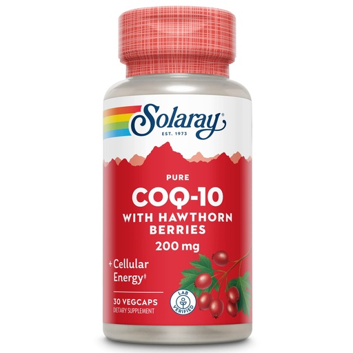 [BRSWIYQEC4OGO2L4] SOLARAY Pure CoQ-10 200 mg | Healthy Heart Function & Cellular Energy Support | Enhanced with Herb Blend | 30 VegCaps