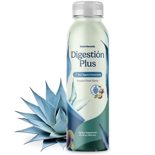 [BRSROATQDENWY3LP] Santo Remedio Digestion Plus, Concentrated Blue Agave Drink, 30 Servings, Passionfruit Flavor, Vegan, Gluten-Free, Non-GMO, No Added Sugar