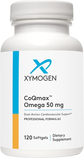 [BRSRMGQTCF4AE2QY] XYMOGEN CoQmax Omega 50 mg - CoQ10 + Fish Oil Omega 3 Supplement - Dual-Action Heart Health Support - Coenzyme q10 + Specialized Fish Oil for 3X Greater Absorption of EPA DHA (120 Softgels)