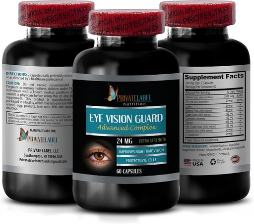 [BRSWGAQRPN7RMYLL] Витамины для зрения с лютеином - Eye Vision Guard 24 MG - Расширенный комплекс, поддержка зрения глаз, добавки с лютеином, добавка с витамином А, экстракт куркумы, экстракт черники, таурин, 1 бот 60 капсул