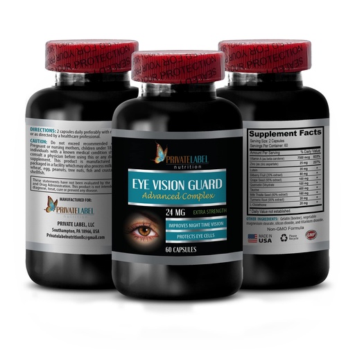 [BRSWGAQRPN7RMYLL] Vision Vitamins with Lutein - Eye Vision Guard 24 MG - Advanced Complex, Eye Vision Support, Lutein Supplements, Vitamin A Supplement, Turmeric Extract, Bilberry Extract, Taurine, 1 Bot 60 Capsules