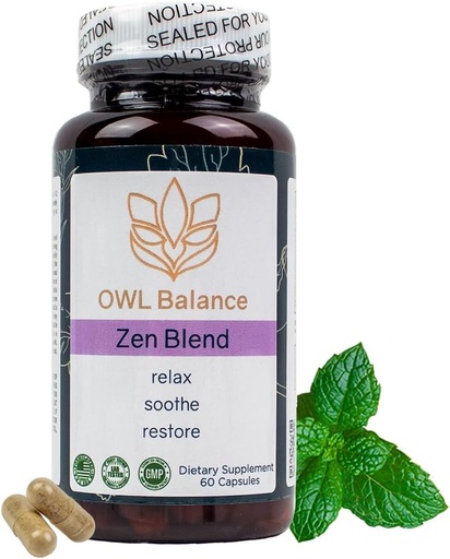 [BRSROFL3O5YQGADF] Zen Blend - Stress and Anxiety Supplement with Ashwagandha, L-Theanine, Holy Basil, Skullcap, Passionflower & Lemon Balm | Supports Mood, Focus & Stress Relief | Vegan & Non-GMO | 60 Capsules