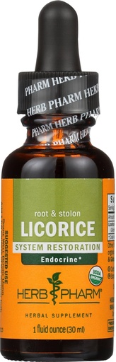 [BRSWIYTYO4ARGC3M] Herb Pharm Certified Organic Licorice Liquid Extract for Endocrine System Support - 1 Ounce (DLIC01)