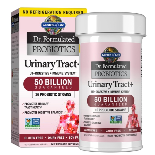 [BRSWKHQYAYBRCYA3] Garden of Life Dr. Formulated Probiotics Urinary Tract+ - 50 Billion CFU - Supports Digestive, Immune & Urinary Tract Health - Shelf Stable - 60 Vegetarian Capsules