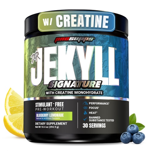 [BRSWGCQYBEIBGGTV] ProSupps Dr. Jekyll Signature Pre Workout Powder with Creatine - Stim-Free Preworkout Supports Focus & Endurance - Caffeine-Free Gym & Fitness Supplements (Blueberry Lemonade, 30 Servings)