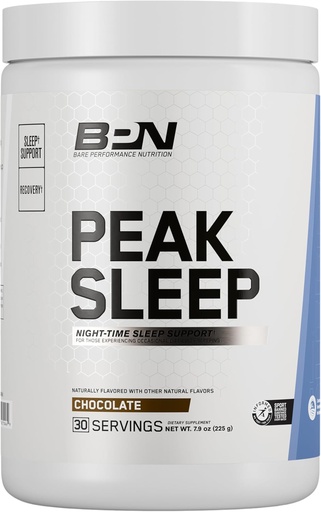 [BRSW2BITO4JRMYL6] BARE PERFORMANCE NUTRITION, BPN Peak Sleep Night-Time Sleep Support Supplement, Hot Drink Mix Powder, 30 Servings, Chocolate