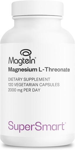 [BRSWIHQZBEBRCA32] Supersmart - Magnesium L-Threonate 2000mg per Day (Magtein) - Patented & Highly Bioavailable Magnesium Threonate - Memory, Brain Health & Attention | Non-GMO & Gluten Free - 120 Vegetarian Capsules