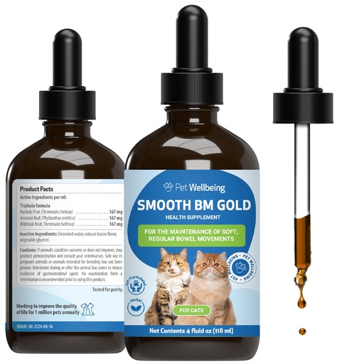 [BRSWYHQHC4OWGHTX] Pet Wellbeing Smooth BM Gold for Dog & Cats - Constipation Relief & Stool Softener, Supports Healthy Bowel Movements - Natural Herbal Supplement 4 oz (118 ml)