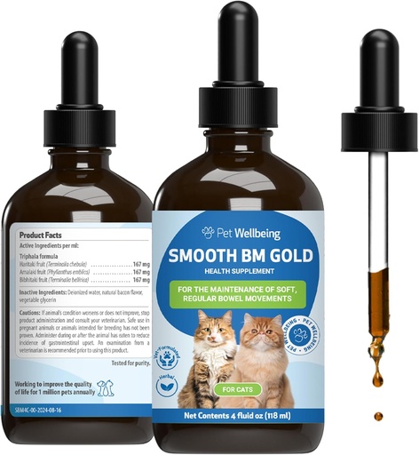 [BRSWYHQHC4OWGHTX] Pet Wellbeing Smooth BM Gold for Dog ' Cats - Constipation Relief " Stool Softener, Supports Healthy Bowel Movements - Natural Herbal supplement 4 oz (118 ml)