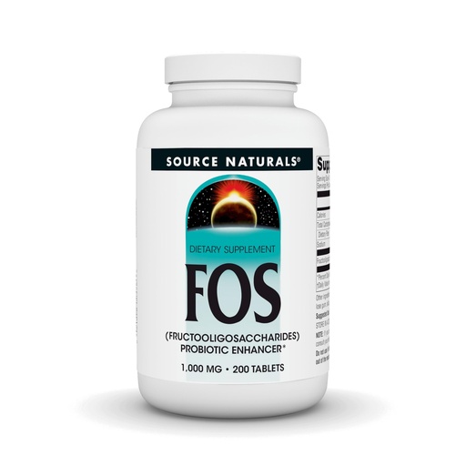[BRSWIYQOAUAQIGQ5] Source Naturals FOS 1000 mg Fructooligosaccharides Probiotic Enhancer - 200 Tablets