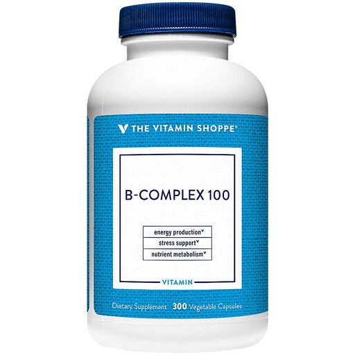 [BRSWIYTYOEDRMCDA] The Vitamin Shoppe B-Complex 100 - Complete B Vitamin Formula | Energy Metabolism & Nervous System | 300 Veggie Caps | High Potency