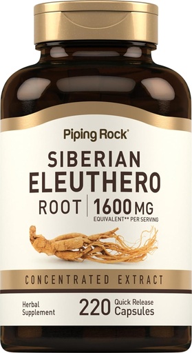 [BRSROBQ3DIGRGC3B] Piping Rock Siberian Eleuthero Root Capsules 1600mg | 220 Count | Concentrated Herbal Extract | Non-GMO, Gluten Free Supplement
