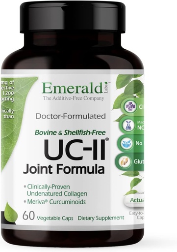 [BRSWIGT4PN4B62IZ] EMRALD LABS UCS-II Joint Formula - Made with Undenatured Collagen Type II, Bioperine, Curcuminoids & More for Muscle & Joint Health & Mobility & Flexibility Support - 60 Vegetable kapsułki