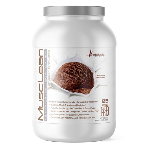 [BRSWKHYQBMEGICIZ] Metabolic Nutrition - Musclean - Milkshake, Whey High Protein Meal Replacement, Maintenance Nutrition, Low Carb, Keto Diet, Digestive Enzymes, Chocolate, 2.5 Pound (25 ser)