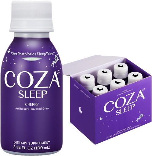 [BRSROZDQDMMW2ELH] | Sleep Aid Supplement Drink | Melatonin Free | Natural Sleep Aids for Adults | Jujube, Magnesium, L Theanine, L Tryptophan, Vitamin B, Glycine, Hops | Cherry Flavored (Pack of 6)