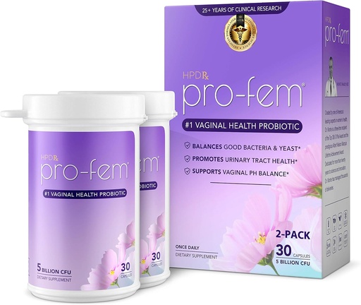[BRSWYAYHBF7B4DQV] HPD Rx Pro-Fem #1 Vaginal Health Probiotic | Vaginal Probiotics | Clinically Proven to Promote Yeast & PH Balance, Urinary Tract Health | Feminine Probiotics | Works in 7 Days | 30 Capsules | 2-Pack