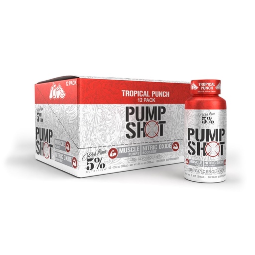[BRSRAAICOECB6CT3] 5% Nutrition Rich Piana Pump Shot Liquid Glycerol | 12 Pack Caddy | Tropical Punch