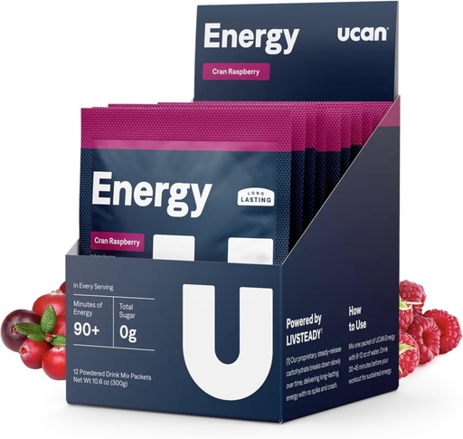[BRSRAZYNCADWKYLU] UCAN Energy Powder, Cran-Raz, Keto, Sugar-Free Pre &amp; Post Workout for Men &amp; Women, Non-GMO, Vegan, Gluten-Free, Great for Runners, Gym-Goers and High Performance Athletes (12 Servings, 25g)