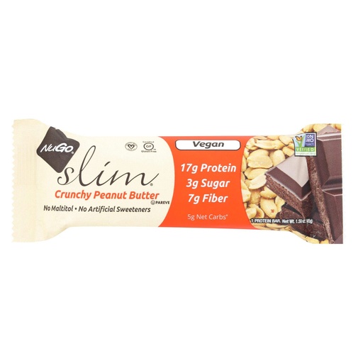 [BRSWGEIHAUPGEYDH] Nugo Nutrition Bar - Slim - Crunchy Peanut Butter - 1.59 Oz Bars - Case of 12