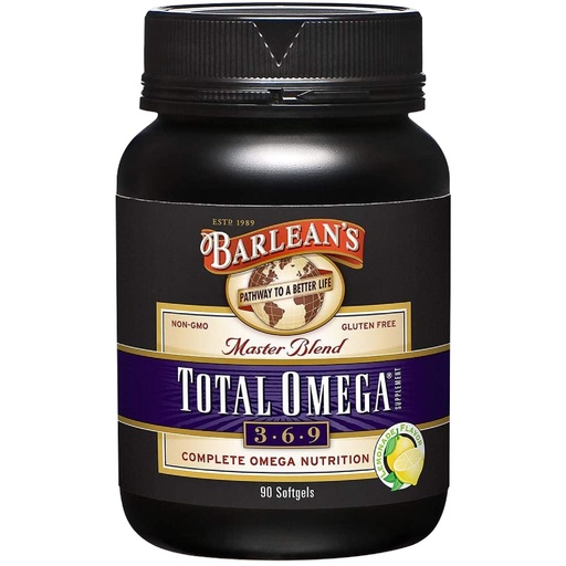 [BRSWIYA7B4JWY3LU] Barlean's Total Omega 3 6 9 Softgels, Blended Fish Oil Supplement with Borage and Flaxseed Oil, 1,000 mg Omegas ALA, EPA, DHA and GLA for Joint Support Supplements and Heart Health, 90 Count