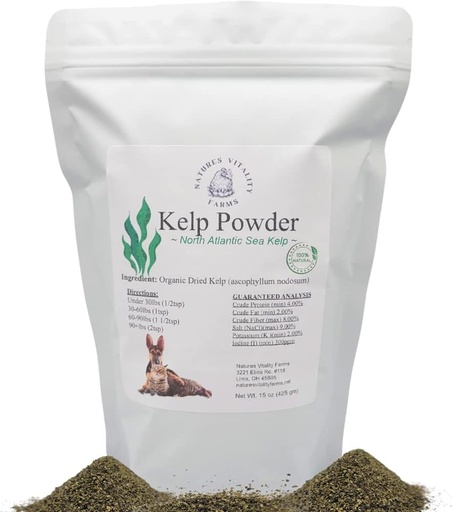 [BRSRMBQ6BAHGC234] Kelp Powder for Dogs/Cats, Natural North Atlantic Ocean Sea Kelp, Vitamins Minerals and Antioxidants for Ultimate Health (15 Ounce)