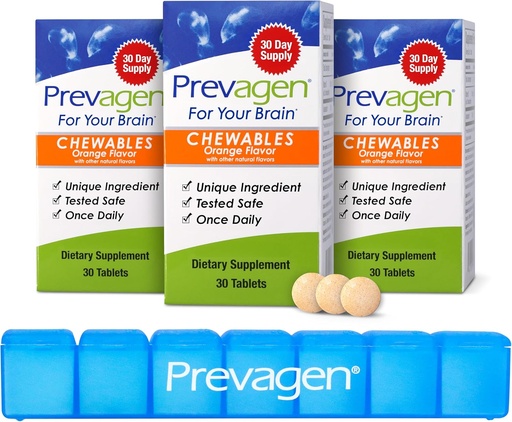 [BRSWYCALCUJW233K] Prevagen regularna siła Pomarańczowe Chewables - 90 Tabletki (3 Dostawy Miesiące) 124; Przygotowane do Twojego mózgu 124; 10 mg Apoaequorin Plus Witamina D3 z 7- Day Pill Minder