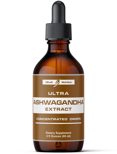 [BRSWGGIPBUAWGD3Z] Ultra6 Nutrition Ashwagandha Liquid Drops - Organic Ashwagandha Supplements with Rhodiola Rosea Tincture - Root Extract for Mood and Energy - Supplement for Men & Women