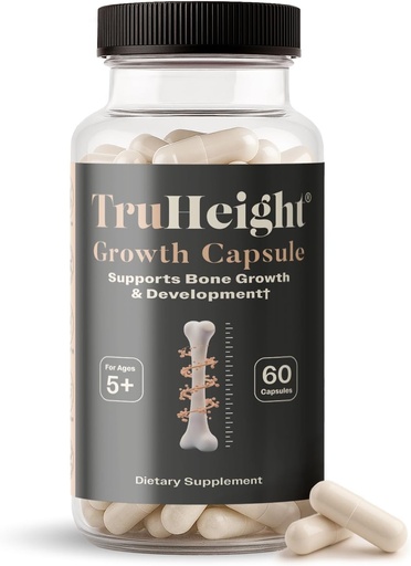 [BRSWGBAKAFYWACQ4] TruHeight Growth Capsules - Natural Growth & Development Supplement for Kids & Teens - Endorsed by Pediatricians - Vitamin D, K, Calcium & Ashwagandha - Bone Strength - Kids Vitamins D3 K2, Ages 5+