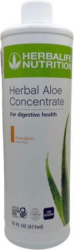 [BRSW2EAKBNYGAA3J] Herbalife Aloe Concentrate Pint: Mandarin Flavor 16 FL Oz (473 ml) para Salud Digestiva con Aloe Premium-Quality, Sin gluten, 0 Calories, 0 Azúcar, Naturalmente Saborado