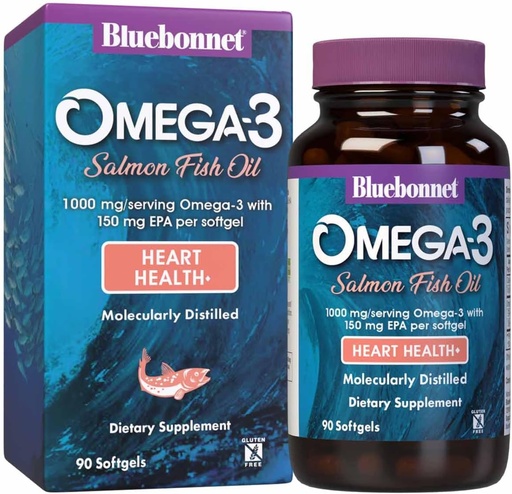 [BRSWIYT7BIAB23LK] BlueBonnet Nutrition Omega-3 Salmon Oil Softgels, 90 Count