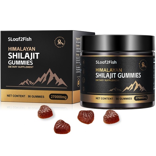 [BRSRAGQ2OF6R6EL2] Organic Shilajit Gummies, Pure Himalayan Shilajit Gummies For Men Supplement, Gold Women，Natural 85+ Trace Minerals, Ashwagandha, Black Seed Oil Extract, 90 Gummies
