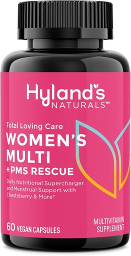 [BRSROEAZOQFR4YDF] Hyland's Total Loving Care Multivitamin for Women and PMS הצלה, 60 קפסולות טבעוניות עם L-theanine for Focus and Stress Relief Support with Chasteberry ו- Dong Quai for Menstrual Support