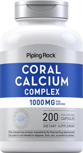 [BRSWKHD4CANQYEYZ] Piping Rock Coral Calcium 1000 mg | 200 Capsules | Bone Formula Complex with Vitamin D, C, and Magnesium | Non-GMO, Gluten Free Supplement