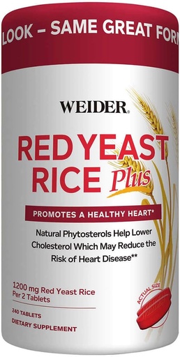 [BRSWGZIYCAHRY3LF] Weider Red Yeast Rice Plus 2-Pack with Phytosterols 1200 mg per 2 Tablets (240 Tablets X 2)