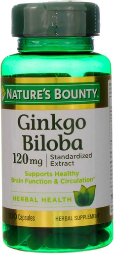[BRSWGGQDOQHA2HLD] Nature's Bounty Ginkgo Biloba 120 mg Double Strength - 100 Capsules, Pack of 2