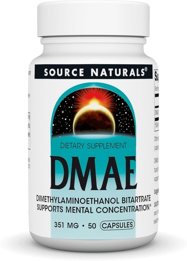 [BRSWIEIYOQPAAELA] Source Naturals DMAE, Bitartrate de diméthylaminoéthanol - soutient la concentration mentale - 50 capsules