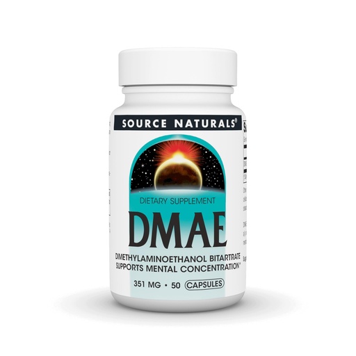 [BRSWIEIYOQPAAELA] Source Naturals DMAE, Dimethylaminoethanol Bitartrate - Supports Mental Concentration* - 351 mg - 50 Capsules